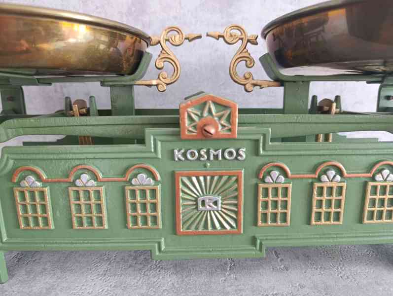 Krásné starožitné váhy KOSMOS po renovaci, pův.mísky - foto 3