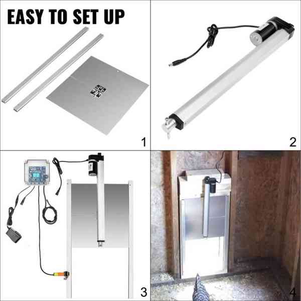 Automatická dvířka kurníku, časovač, světelný senzor, nová  - foto 2