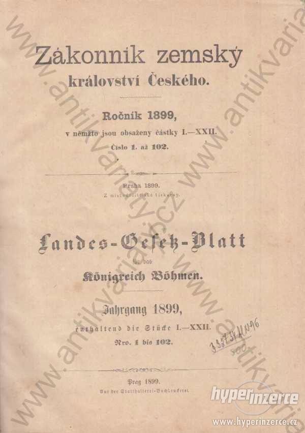 Zákonník zemský království Českého 1899 - foto 1
