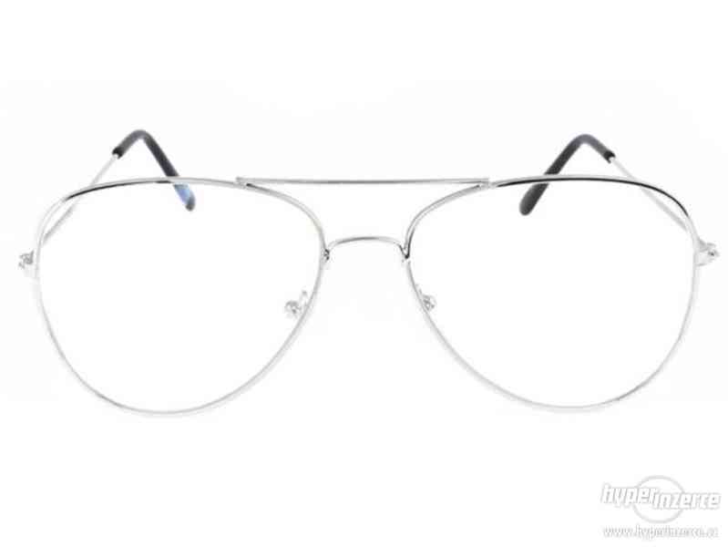 Stylové čiré brýle Aviator - Pilotky - Střibrne - foto 1