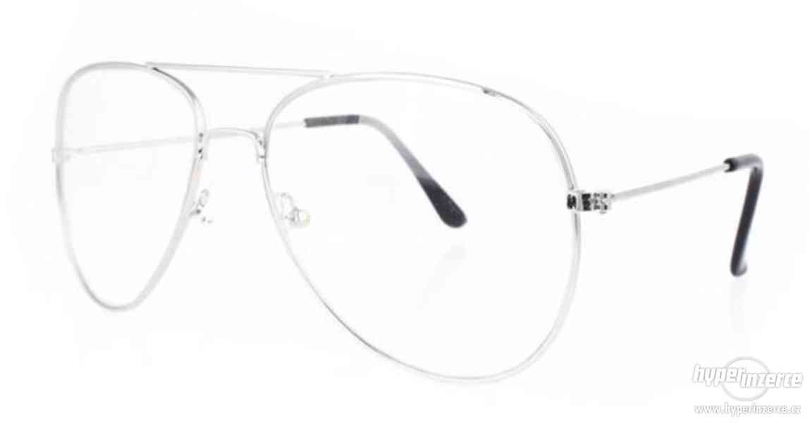 Stylové čiré brýle Aviator - Pilotky - Střibrne - foto 2