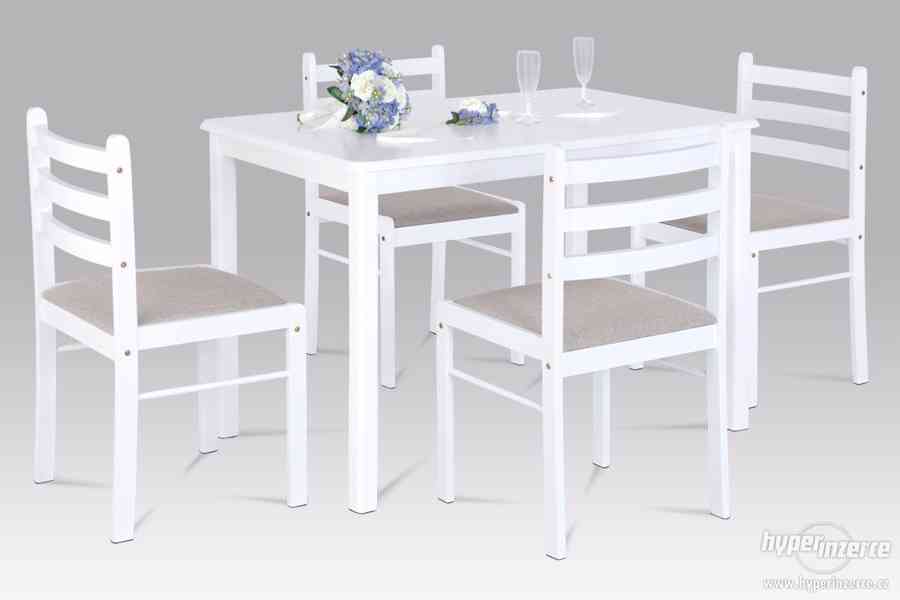 Jídelní set stůl + 4 x židle bílá barva EVA-100 - foto 1