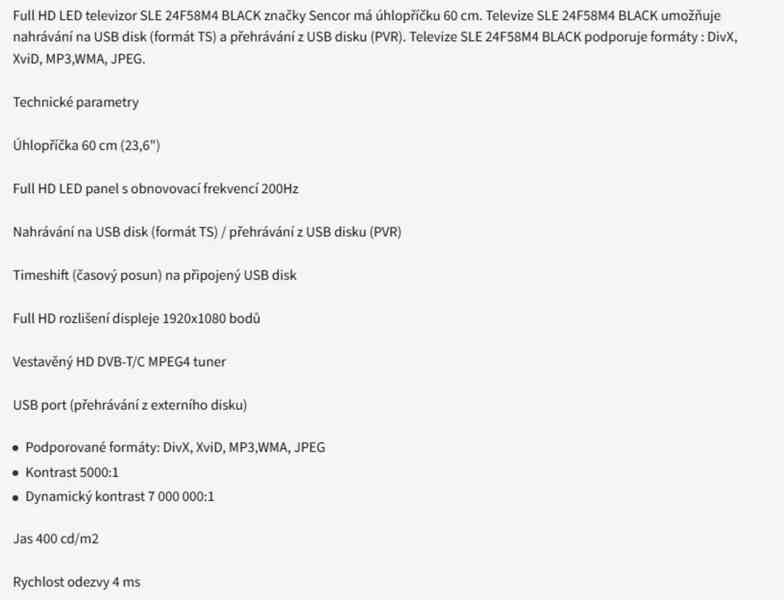 Full HD LED televizor SLE 24F58M4 Sencor  - foto 3