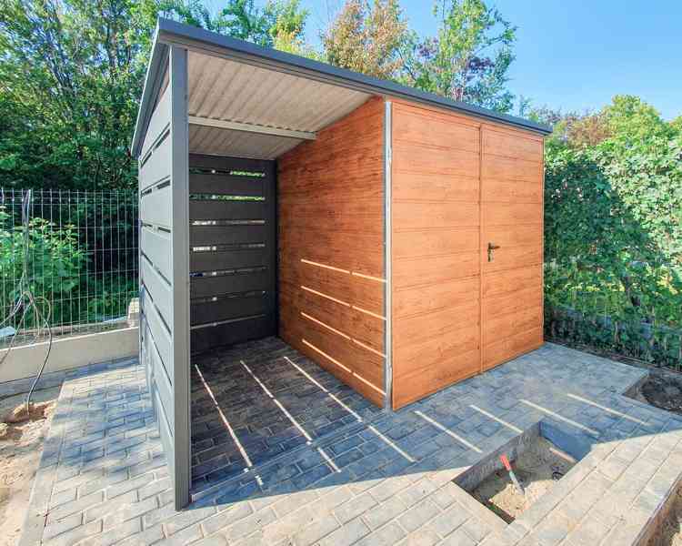 Zahradní domek 2x2 + přístřešek 1,2m Dvoukřídlá vrata TS733 - foto 4