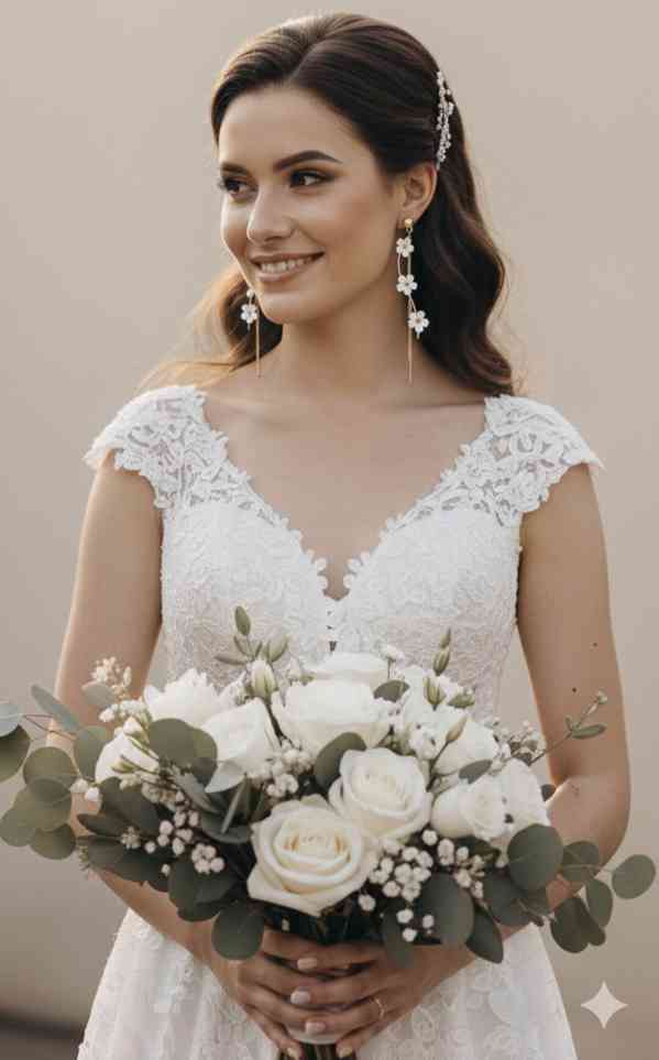 Luxusní květinové náušnice s jemnými řetízky  - foto 2