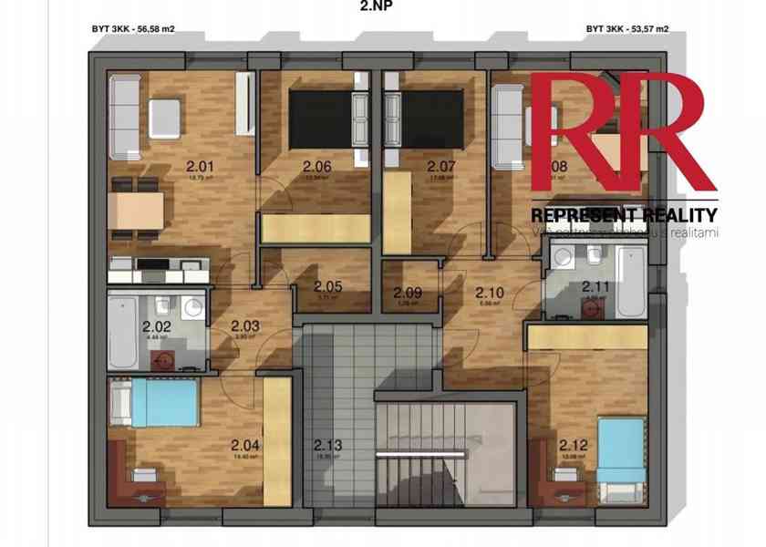 Prodej bytu 3+kk 53,57 m2 v Líšťanech, novostavba včetně parkovacího stání a zahrádky, developerský  - foto 1