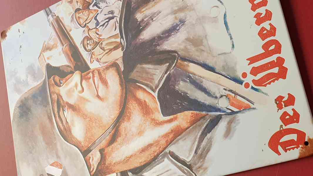 Plechová retro cedule – nadčlověk (20×30 cm) - foto 3