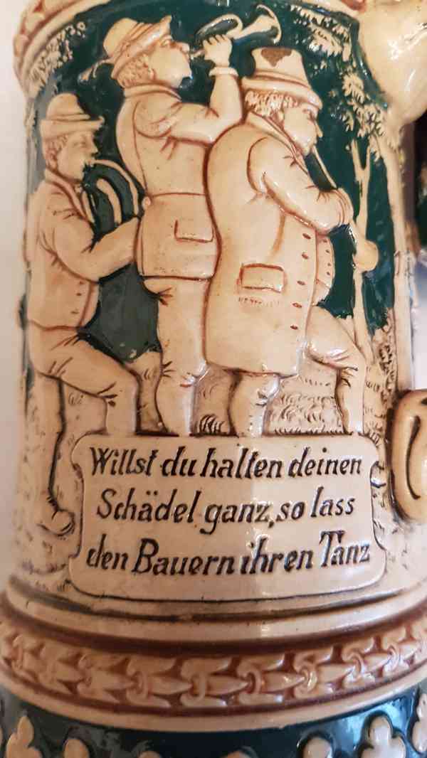  Kameninový bohatě zdobený německý krýgl bez víčka - foto 5