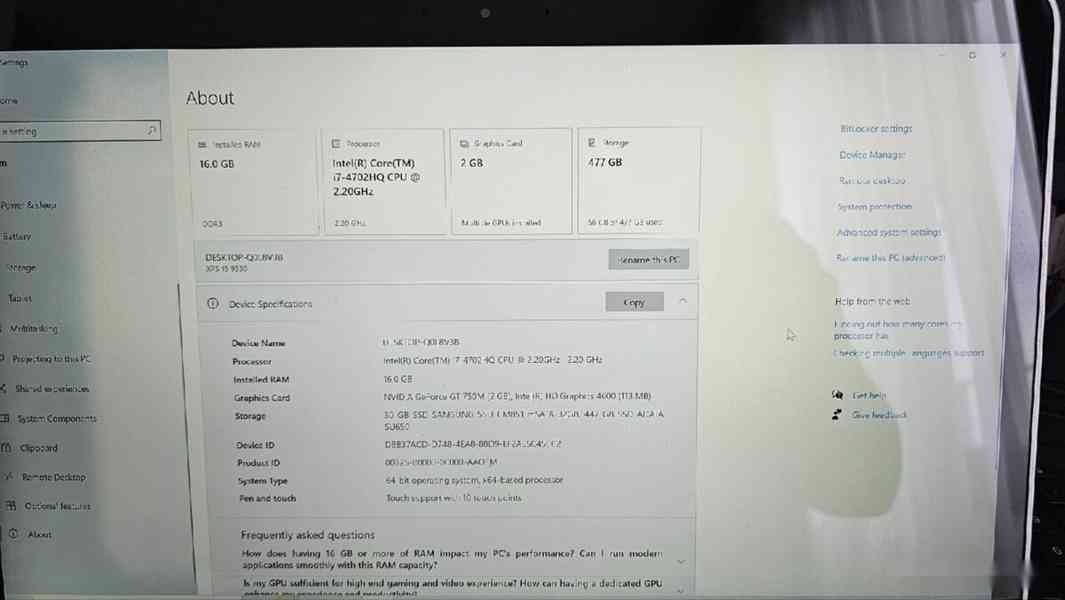 Dell xps 15.6 lcd 4k touch16gb, 500gb ssd, nova baterie - foto 4