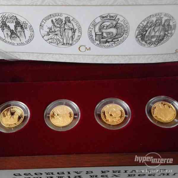 Sada 4 zlatých mincí Doba Jiřího z Poděbrad v kazetě