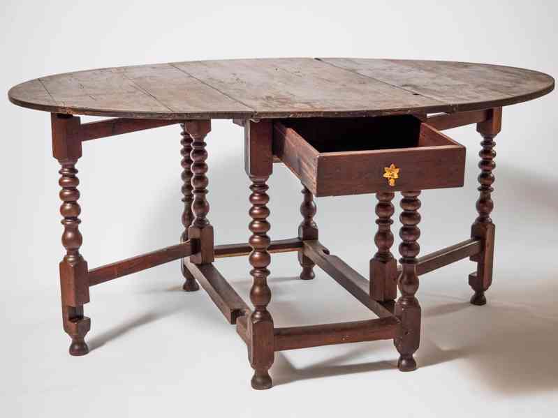 Rozkládací dubový stůl Gate Leg Table se šuplíkem - foto 1