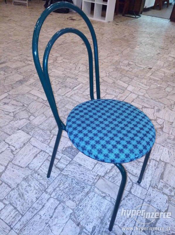 Kovové židle s čalouněným sedákem - foto 3