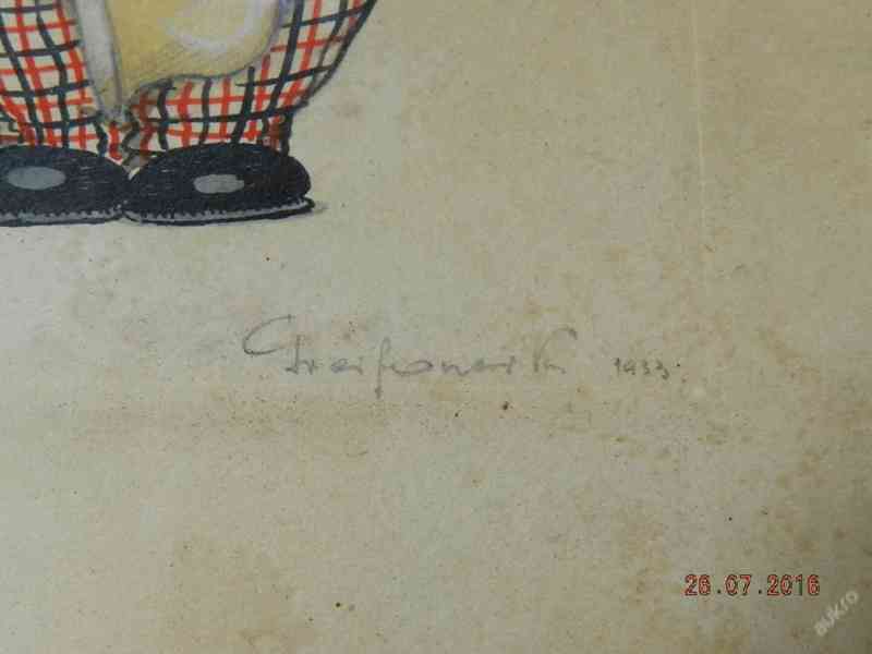 Hezká stará kresba Černoušek signováno 1933 - foto 7