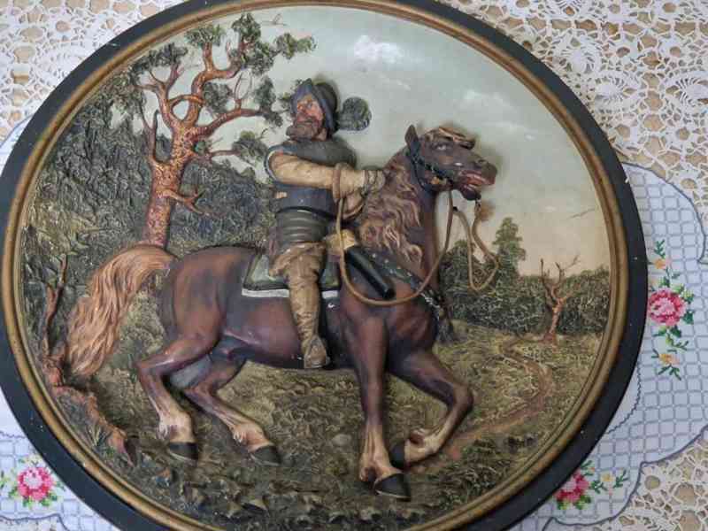 Obří  figurální Talíř Voják na koni Johann Maresch Mareš - foto 2