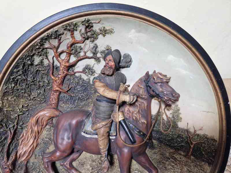 Obří  figurální Talíř Voják na koni Johann Maresch Mareš - foto 4