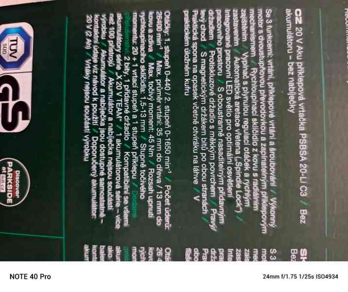 Aku příklepová vrtačka Parkside PSBSA 20-Li C3  - foto 5