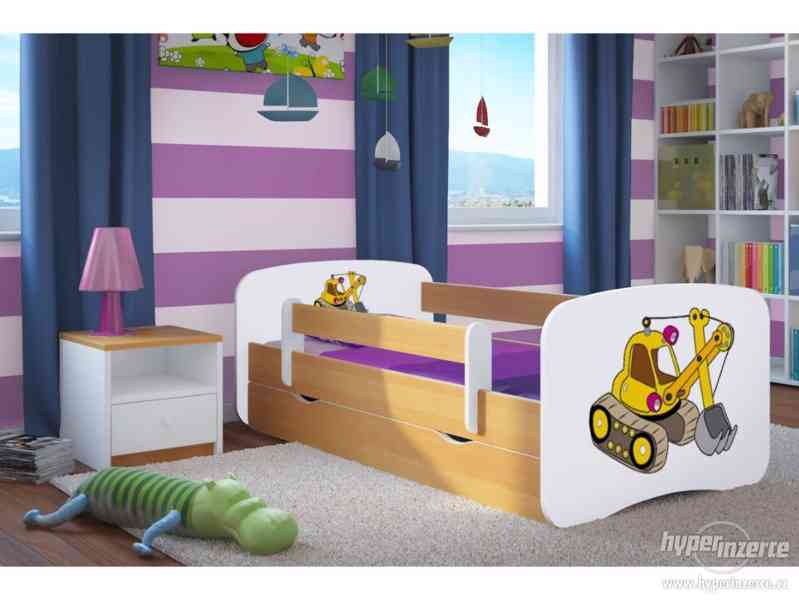 Dětská postel se zábranou Ourbaby - bagr- buk - foto 1