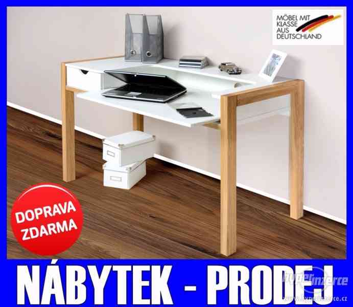 Pc počítačový psací stůl - Bílá / DUB MASIV - DOPRAVA ZDARMA - foto 1