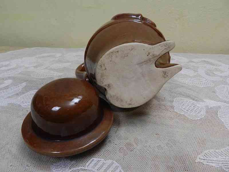 Hezký figurální Džbán Džbánek s víčkem glazovaná keramika - foto 6