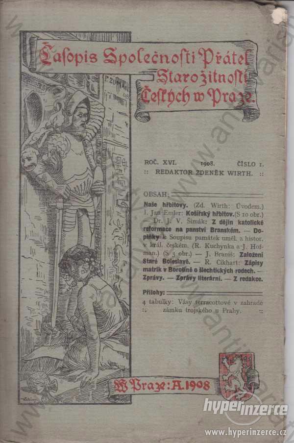Časopis společnosti přátel starožitností XVI. 1908 - foto 1