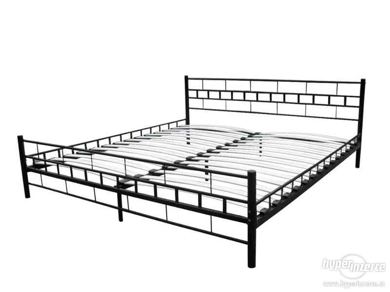 Luxusní kovová postel 180x200 - černá, rovná - foto 2