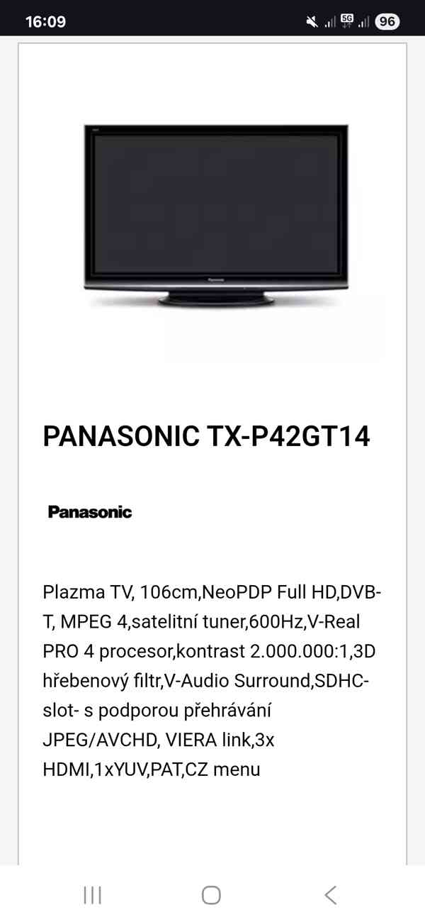 Panasonic Viera TX-P42GT14 107cm - foto 6