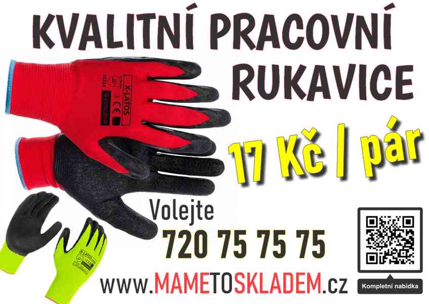 Pracovní ochranné rukavice X-LATOS NEON s latexovým povlakem - foto 3