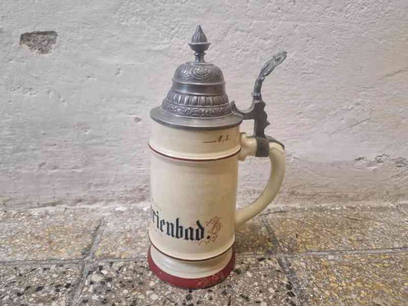 Porcelánový Korbel s poklopem a průsvitkou Marienbad - foto 3