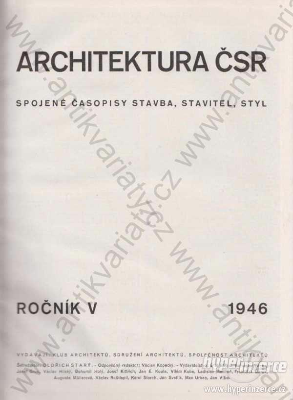 Architektura ČSR, Ročník V. Oldřich Starý 1946 - foto 1