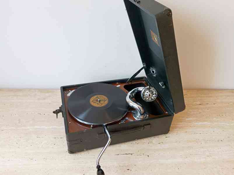 Starožitný gramofon na kliku His Master’s Voice, rok 1931  - foto 3