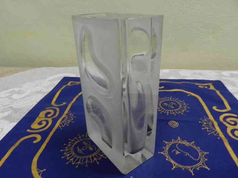 Váza čiré matované sklo Václav Hanuš Bohemia Czechoslovakia  - foto 6