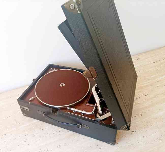 His Master’s Voice gramofon na kliku z roku 1926, top stav - foto 11