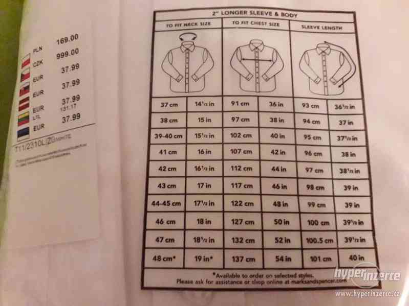 Sada bílých košilí Marks & Spencer vel. 47 regular fit - foto 4