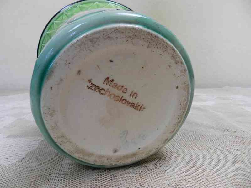 Krásný Art Deco zelený Květináč Květník s Akty  - foto 6