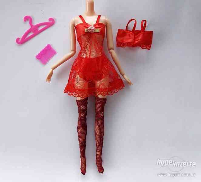 NOVÉ! Set pro panenku Barbie, červený noční s punčochami - foto 5