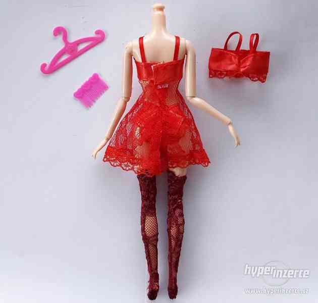 NOVÉ! Set pro panenku Barbie, červený noční s punčochami - foto 7
