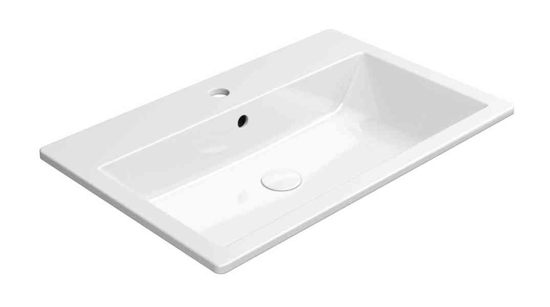 Umyvadlo keramické zápustné GSI KUBE X 70x46cm, bílá ExtraGl