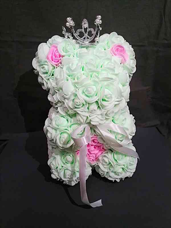 Medvídek z pěnových růží - Mentolový  - foto 1