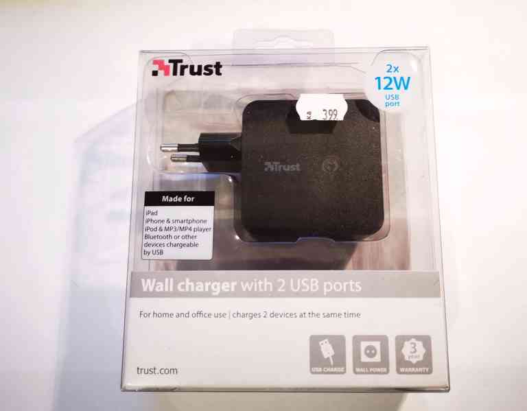 Nabíjčka Trust Dual USB charger 5V 2x2,1A černá