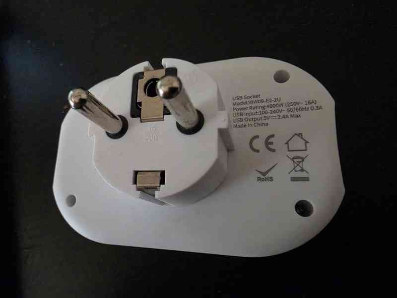 Rozdvojka 2x + 2 USB 16A/4000W - foto 2