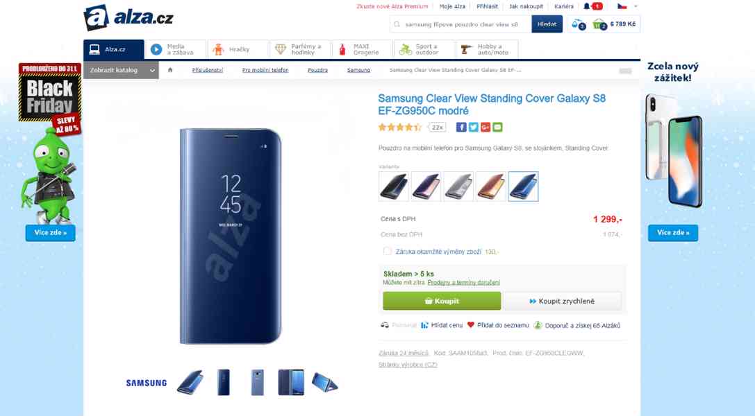 Samsung Clear View kryty na Samsung S8 (modrý, černý) - foto 9