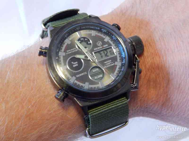 Masivní pánské  military hodinky s LCD displejem moderní pás - foto 1
