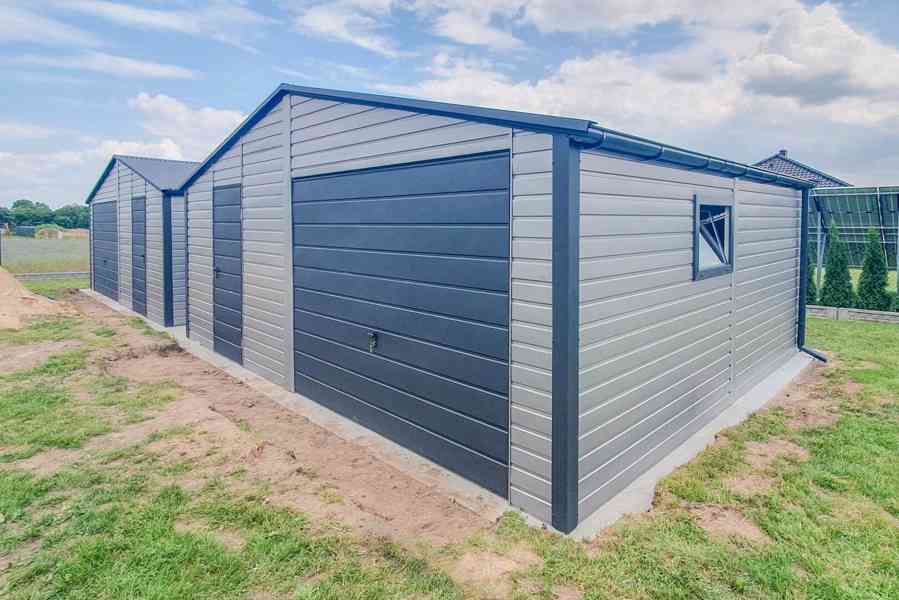 Plechova garáž 7x6m vrata dveře - 2x Okno Antracit TS710 - foto 5