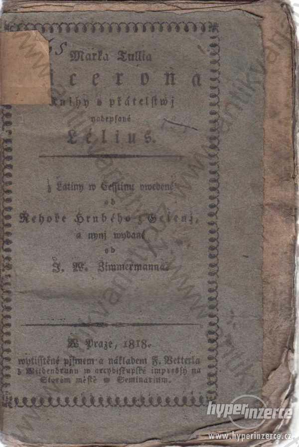 Knihy o přátelství nadepsané Lélius 1818 - foto 1