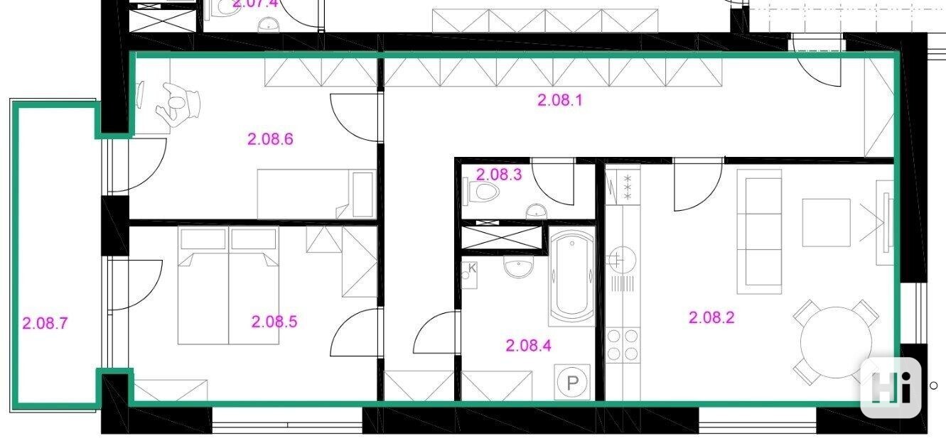 Prodej bytu 3+kk 74 m2 s balkonem 7 m2 - Rousínov - 02 - 2.08/S10 - foto 6