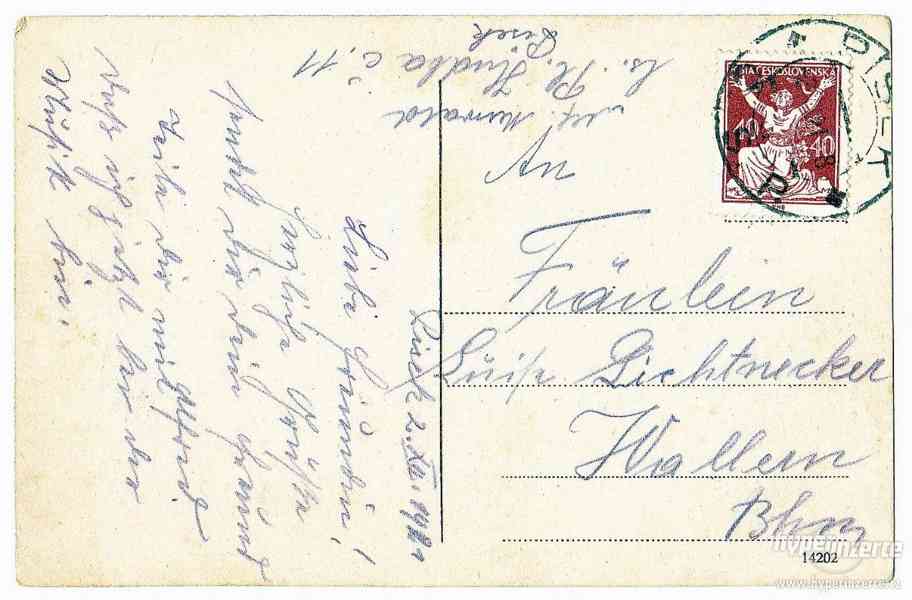 Starožitná barevná pohlednice města Písek z roku 1921 - foto 2