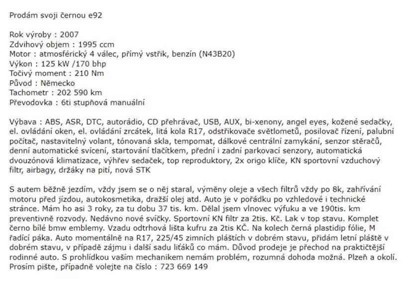 BMW Řada 3 e92 320i	 - foto 11