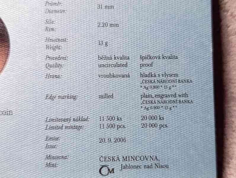 Stříbrná pamětní mince 200 Kč 2006 -J.Ježek BK  - foto 4