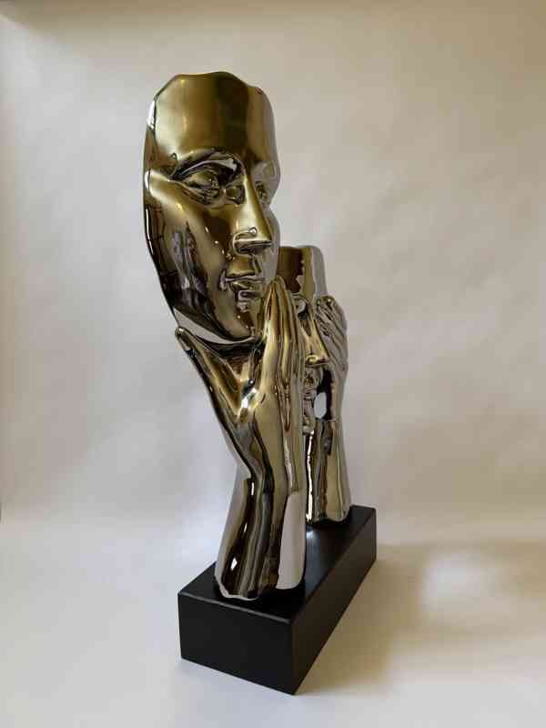Stříbrná socha keramika - styl Salvador Dalí 62 cm - foto 2