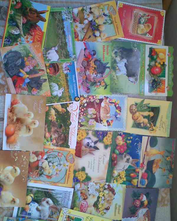 Retro pohlednice kočky, květiny - foto 15